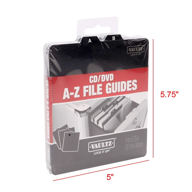 Vaultz A to Z CD and DVD Storage File Guides, 26 Guides per Box, Black (VZ01176) - Image 3